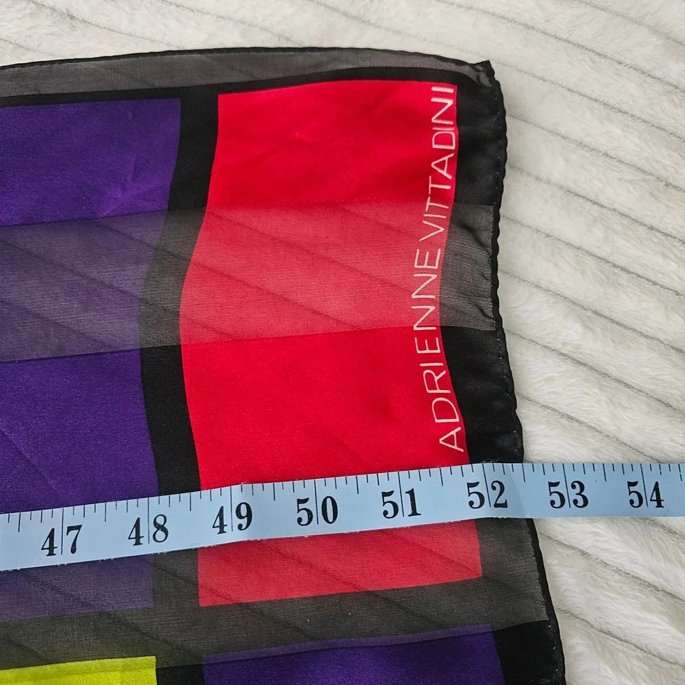 Adrienne Vittadini Scarf Multicolor Geometric Colorblock Sheer Retro Neck Wrap